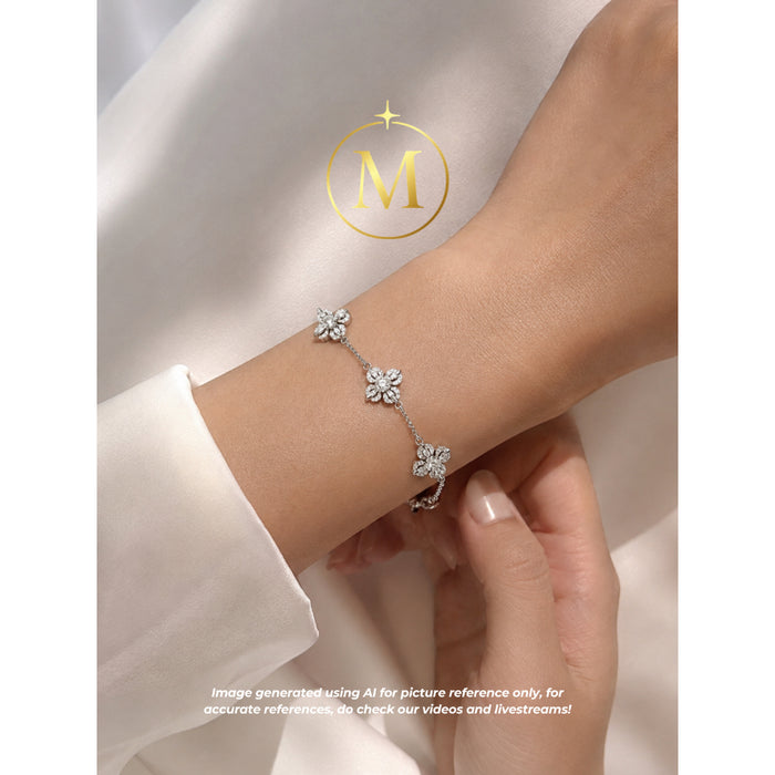 [MYELLA LUXE] Celeste Clover Bracelet - S925+Premium Plating+D Grade Moissanite