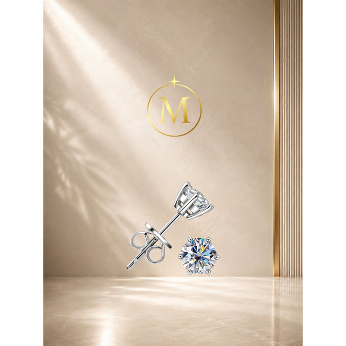 [MYELLA LUXE] Round Circle Stud Earrings - S925+Premium Plating+D Grade Moissanite