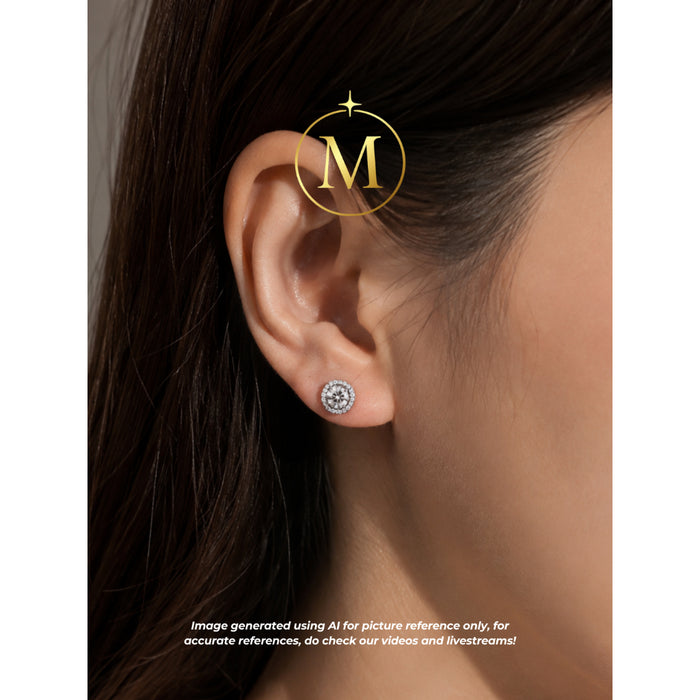 [MYELLA LUXE] Round Haloo 0.5CT Stud Earrings - S925+Premium Plating+D Grade Moissanite