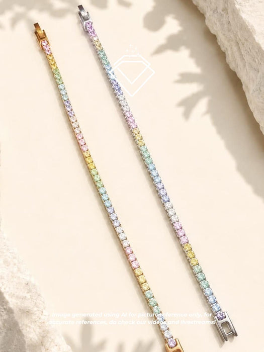 [RAINBOW] 2.5mm Tennis Stainless Steel Bracelet - Myella Jewellery