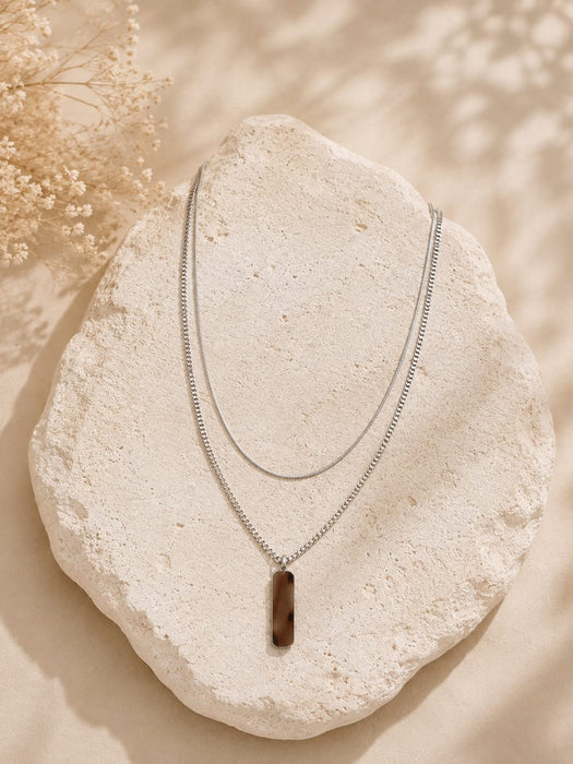 [NECKLACES] Grace Dual-Chain Bar Stainless Steel Necklace - Myella Jewellery