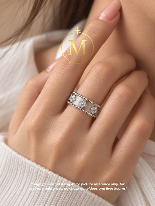 [MYELLA LUXE] Flower Statement Ring 1.3mm - S925+Premium Plating+D Grade Moissanite