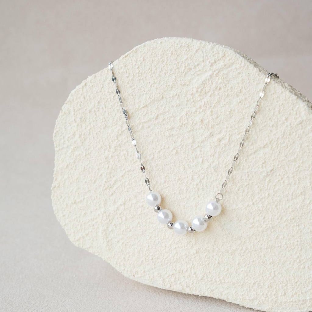 [NECKLACES] Leila Faux Pearl Stainless Steel Necklace - Myella Jewellery