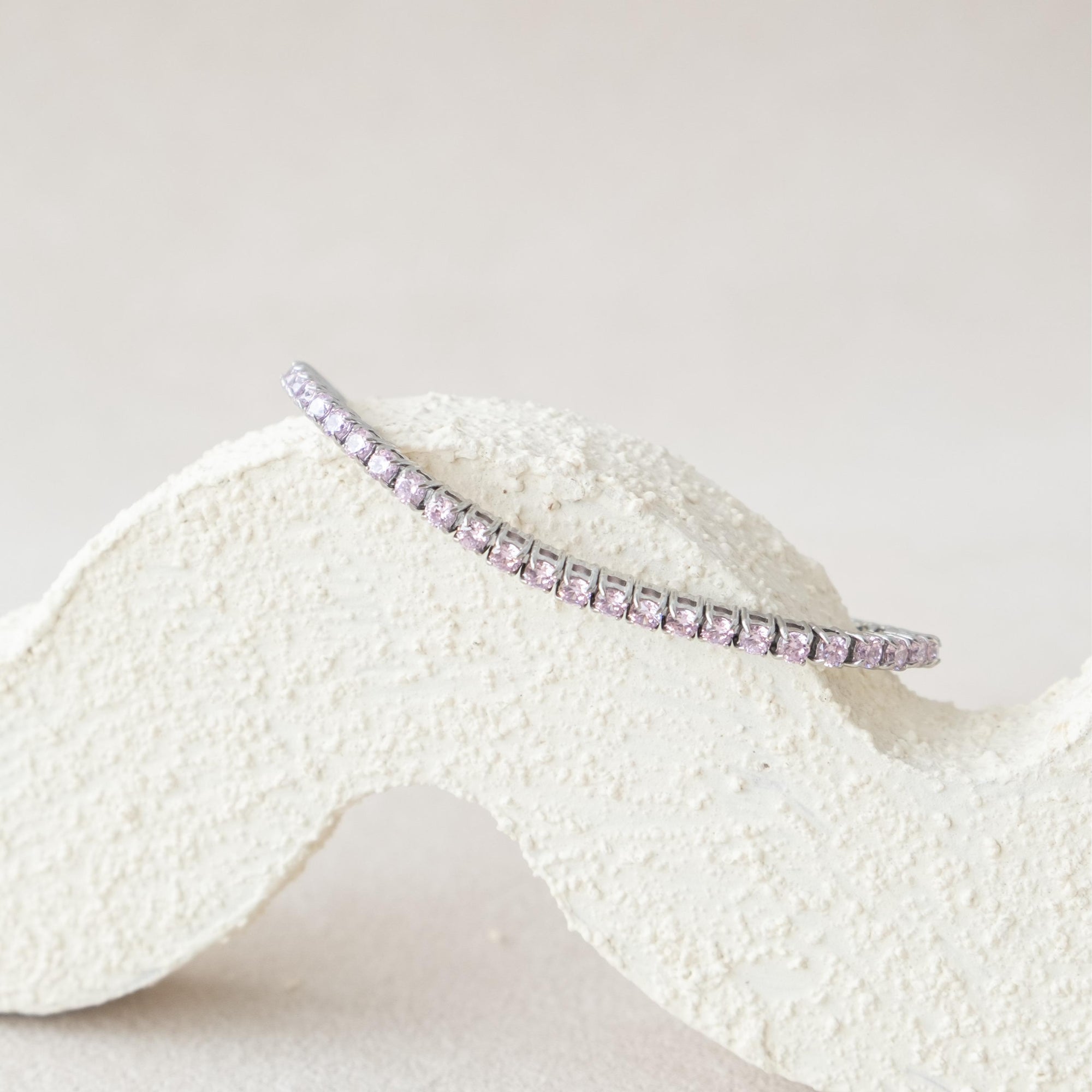 [ACCENT] Ella Baby Pink Stainless Steel Full Tennis Bracelet