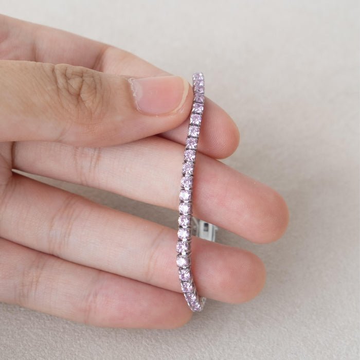 [ACCENT] Ella Baby Pink Stainless Steel Full Tennis Bracelet