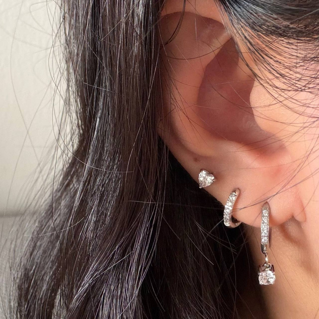 [SIGNATURE] Ella Huggies With CZ Charm (Stainless Steel)