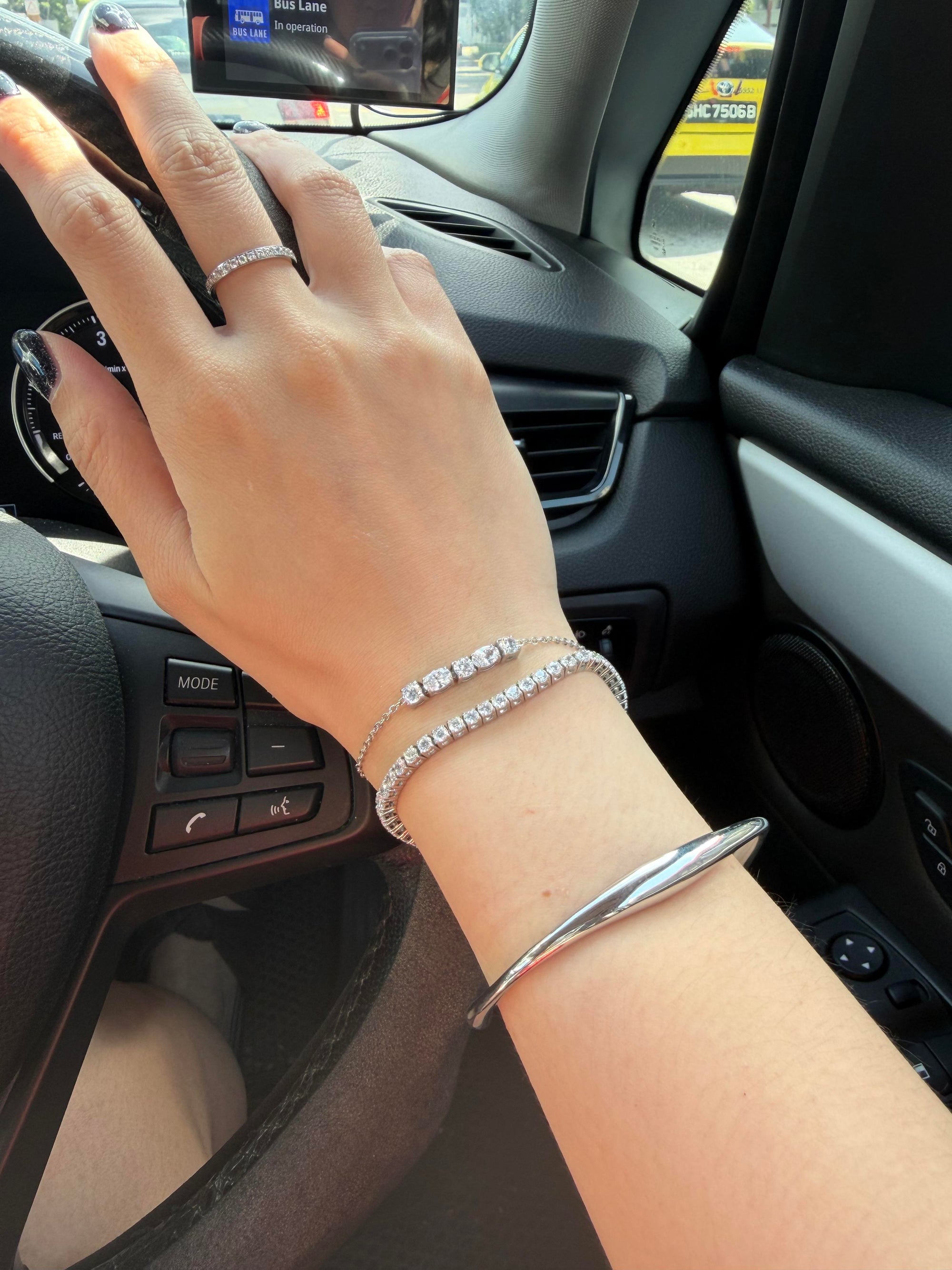 [60LIGHTS] Halo Stainless Steel Half Tennis Bracelet