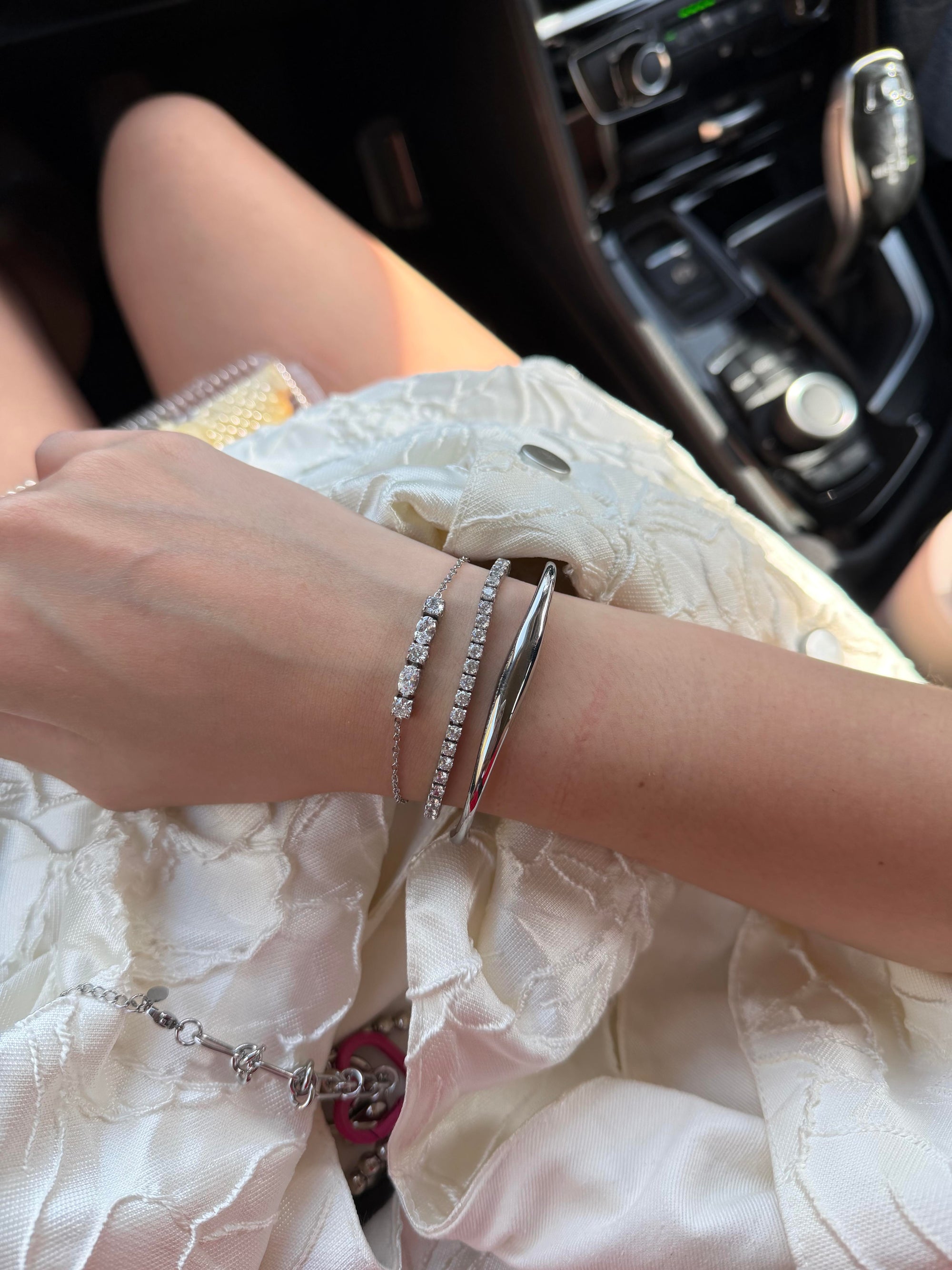 [60LIGHTS] Halo Stainless Steel Half Tennis Bracelet