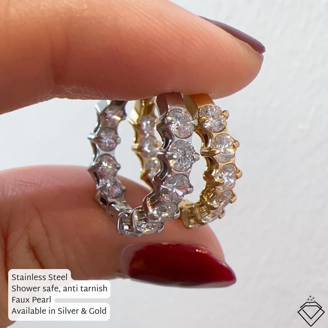 [EARRINGS] Isla Diamond Stainless Steel Earring Hoops