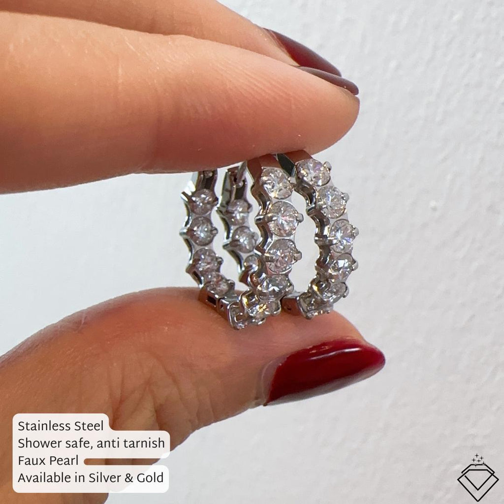 [EARRINGS] Isla Diamond Stainless Steel Earring Hoops