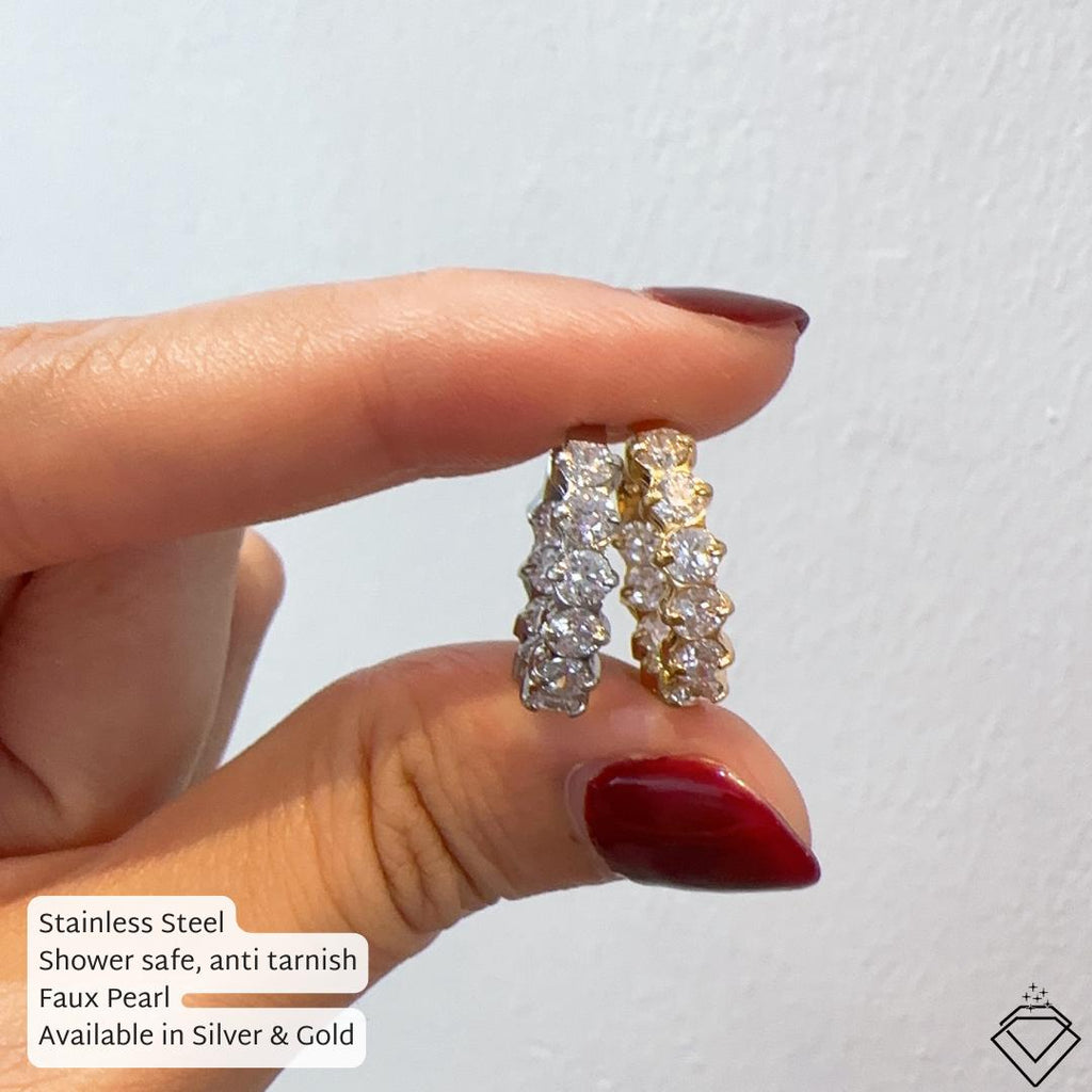 [EARRINGS] Isla Diamond Stainless Steel Earring Hoops