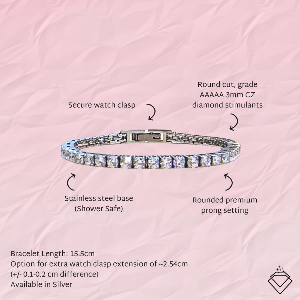 [SIGNATURE] Ella (Bestie) Silver Stainless Steel Tennis Bracelet