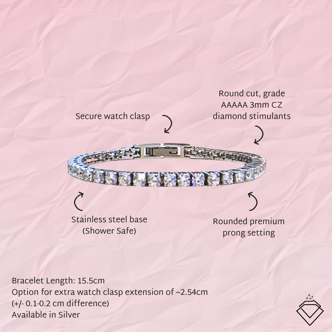 [SIGNATURE] Ella (Bestie) Silver Stainless Steel Tennis Bracelet