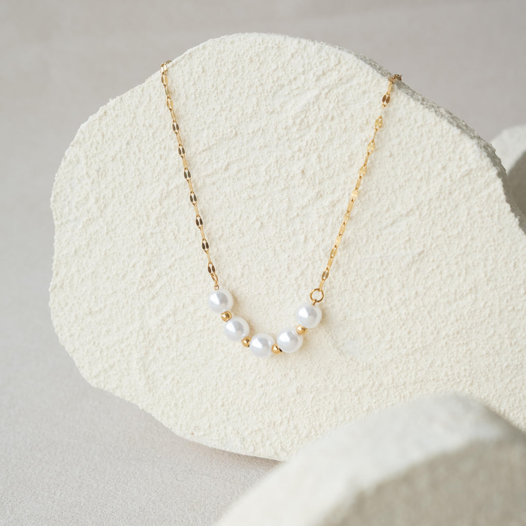 [NECKLACES] Leila Faux Pearl Stainless Steel Necklace - Myella Jewellery