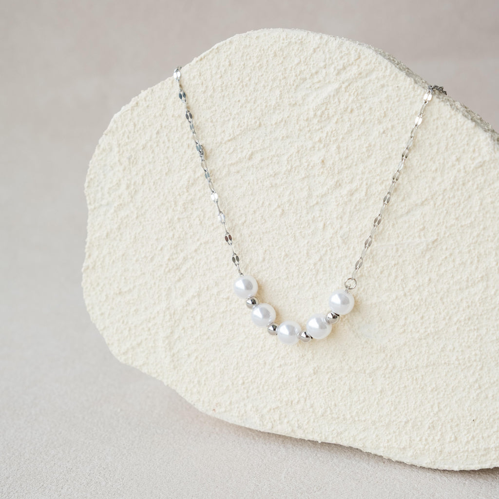 [NECKLACES] Leila Faux Pearl Stainless Steel Necklace - Myella Jewellery