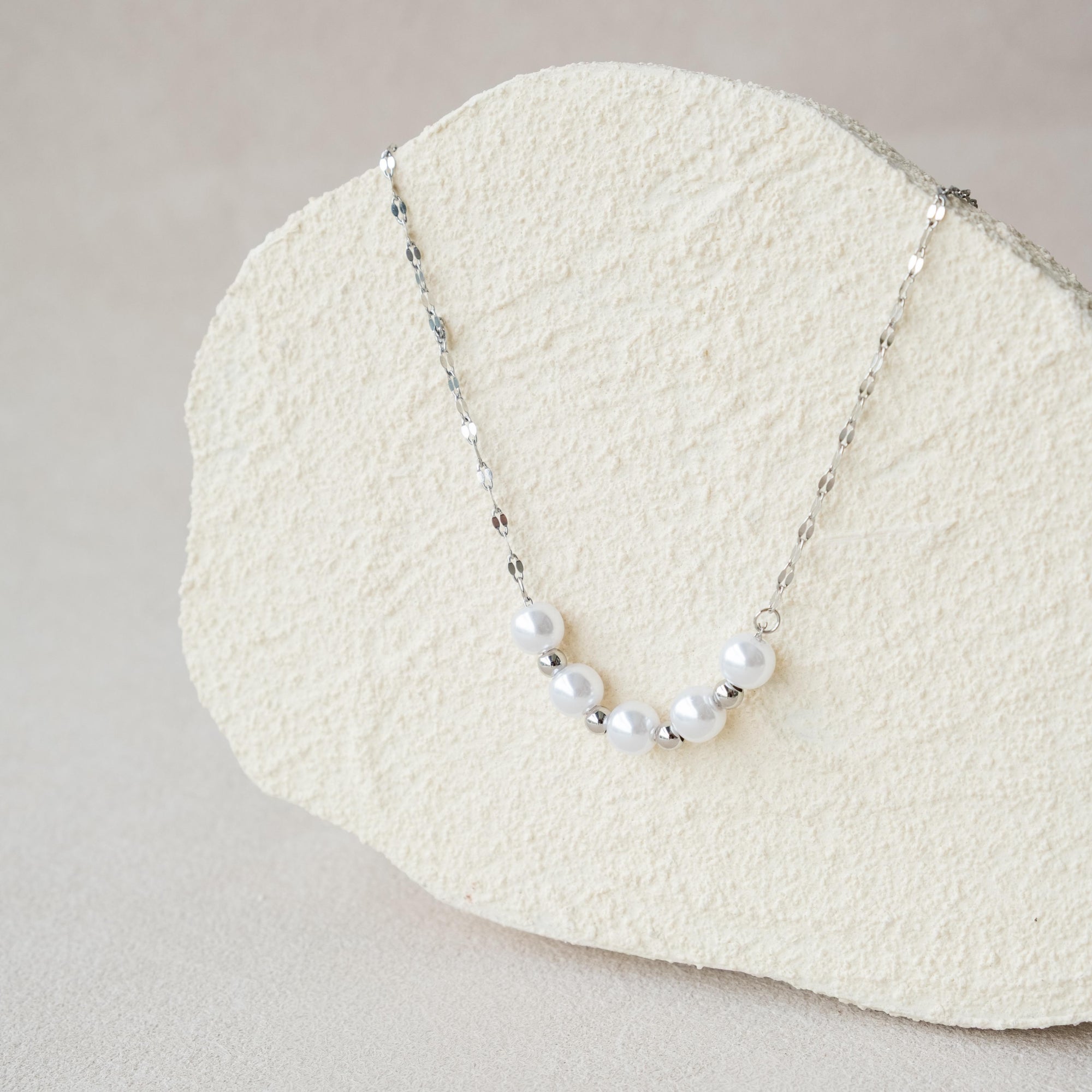 [NECKLACES] Leila Faux Pearl Stainless Steel Necklace - Myella Jewellery