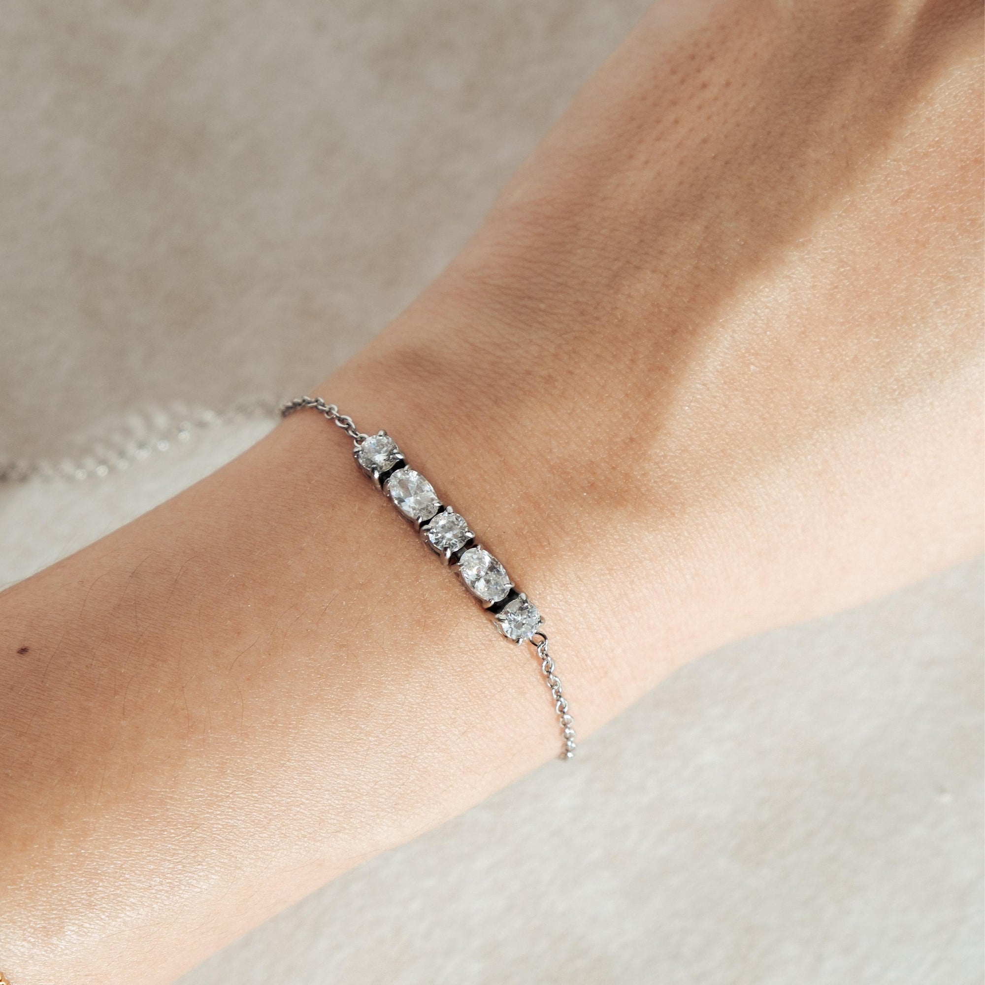 [60LIGHTS] Halo Stainless Steel Half Tennis Bracelet