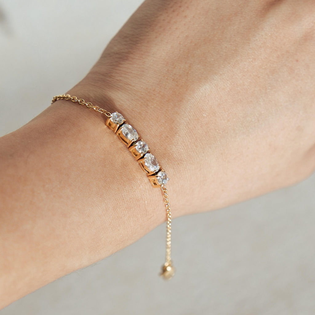 [60LIGHTS] Halo Stainless Steel Half Tennis Bracelet