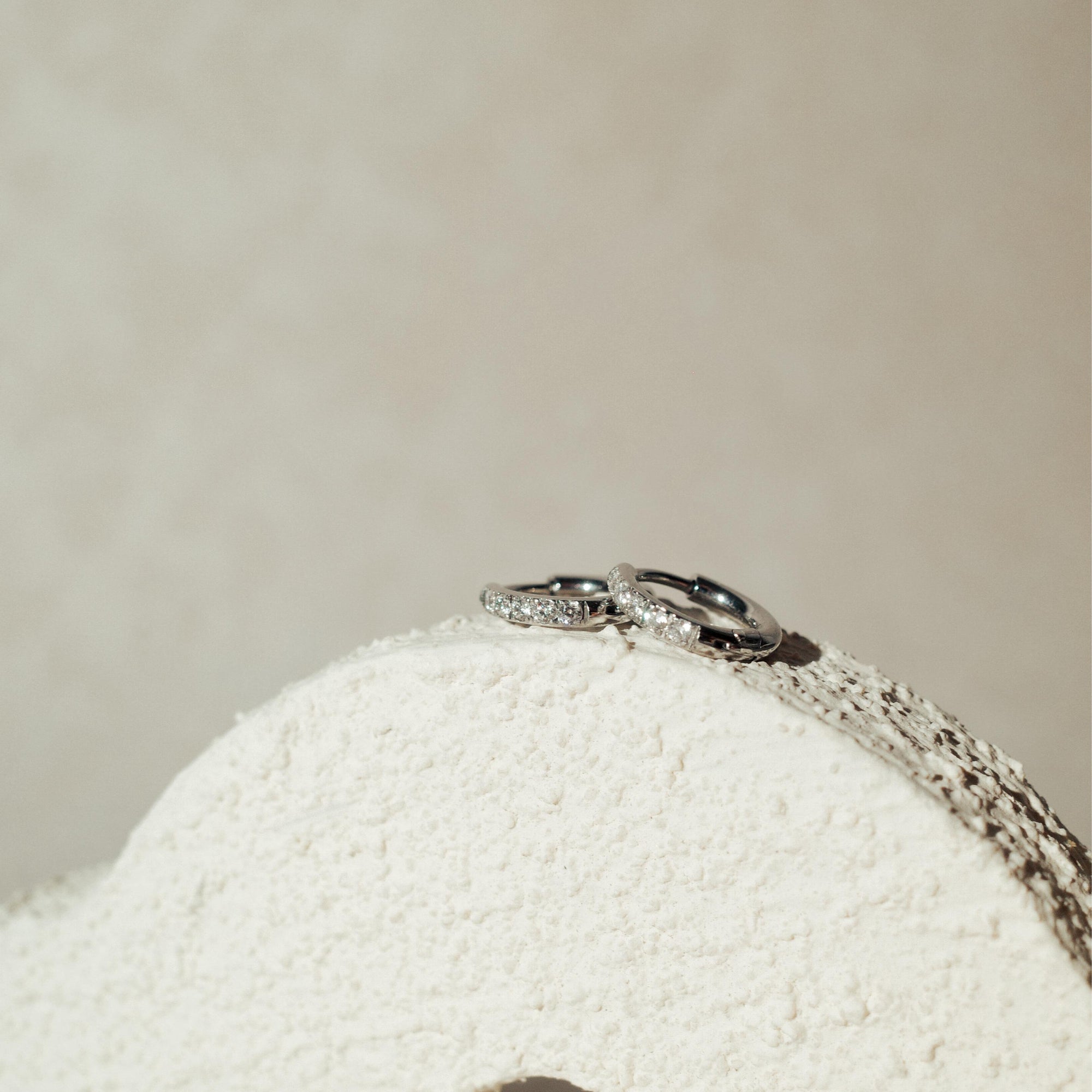 [SIGNATURE] Mini Diamond Stainless Steel Huggies Earrings